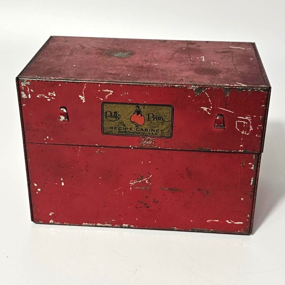 Vintage Polly Prim Recipe Cabinet Fin-Co Fulton IL 1940s Full of Category Cards